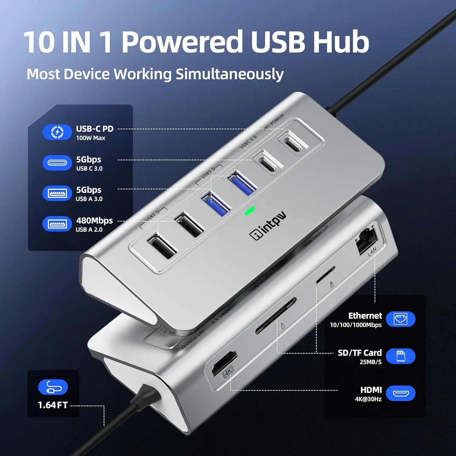 10-in-1 USB-C Docking Station with 4K HDMI, Ethernet, PD Charging for MacBook iPad Laptop Peaceful Pleasures Health and Wellness