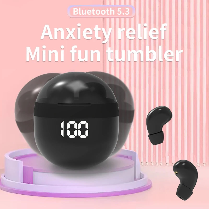 SK18 Mini Invisible Sleep Wireless Earbuds Bluetooth 5.3 Headphones with LED Display Touch Control Noise Cancelling Waterproof Peaceful Pleasures Health and Wellness