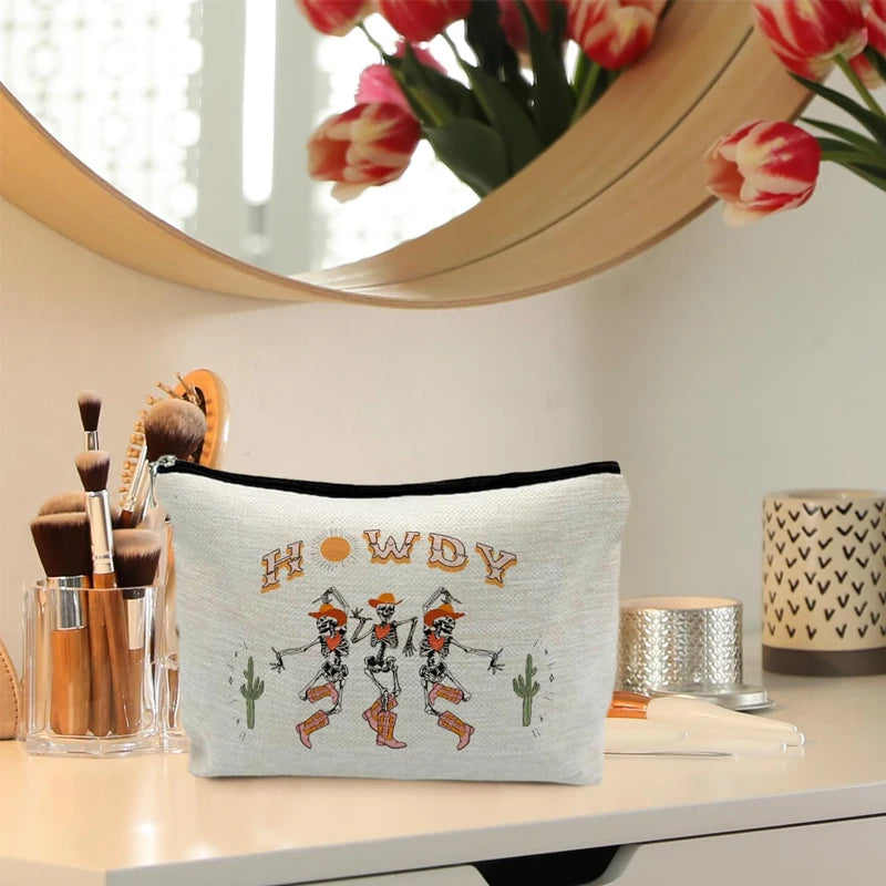Gothic Skeleton Halloween Makeup Bag | Funny Cosmetic Pouch Gift Cosmetic Makeup Bag Peaceful Pleasures Health and Wellness