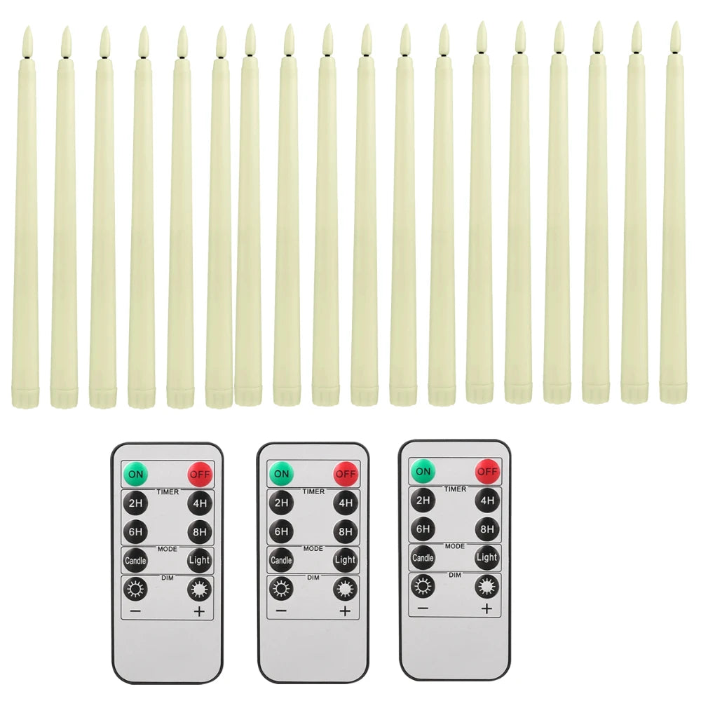 LED Flameless Taper Candles 12/24pcs Flickering with Remote 11" Battery Operated Ivory Candlesticks Christmas Home Wedding Decor Peaceful Pleasures Health and Wellness 18Pc Ivory 1