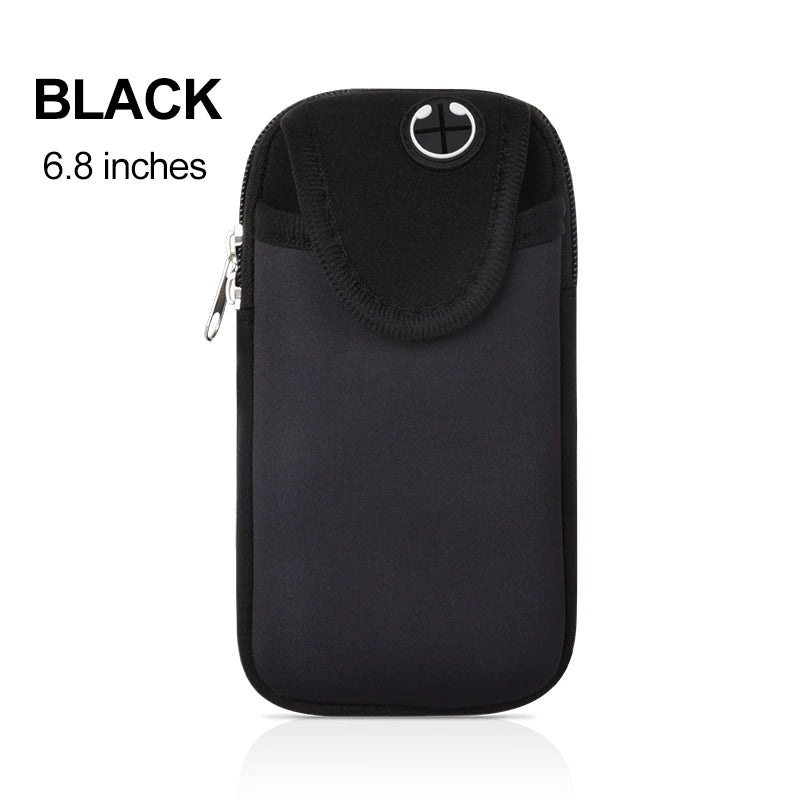 Mobile Phone Armband For Jogging iPhone 14 Pro Case iPhone15 Case For 13 iphone Hand Bag Wrist Holder Diving Material Sports bag Peaceful Pleasures Health and Wellness Black(6.8 inch)