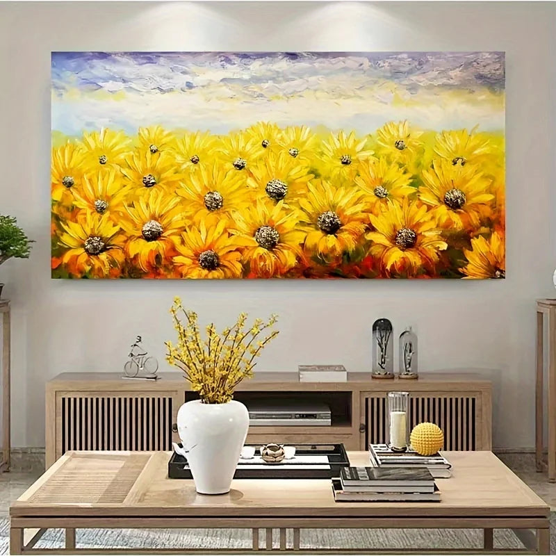 Sunflower Canvas Wall Art Print | Modern Unframed Poster Canvas Wall Art Print Peaceful Pleasures Health and Wellness