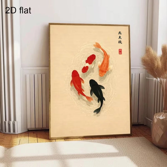 Modern Koi Fish Canvas Wall Art Print | Home Decor Poster Canvas Wall Art Peaceful Pleasures Health and Wellness G4258 21x30cm Unframed