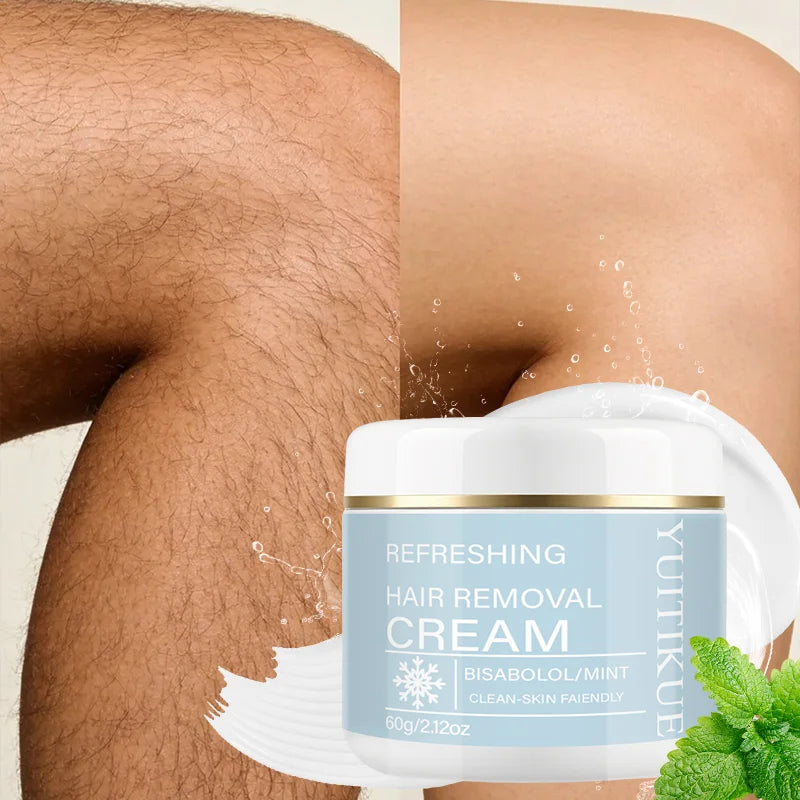 Yuitikue Refreshing Hair Removal Cream, 60g Bisabolol & Mint Infused Hair Remover for Gentle & Clean-Skin Friendly Formula Peaceful Pleasures Health and Wellness