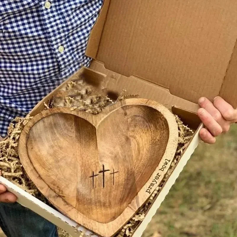 Wooden Religious Christian Congregation Gift Prayer Bowl Gratitude Heart Prayer Bowl Christian Gifts Wood Prayer Dough Bowl Gift Peaceful Pleasures Health and Wellness