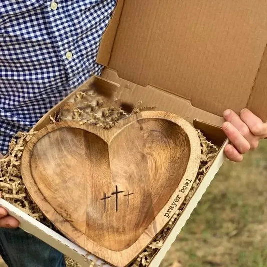 Wooden Religious Christian Congregation Gift Prayer Bowl Gratitude Heart Prayer Bowl Christian Gifts Wood Prayer Dough Bowl Gift Peaceful Pleasures Health and Wellness