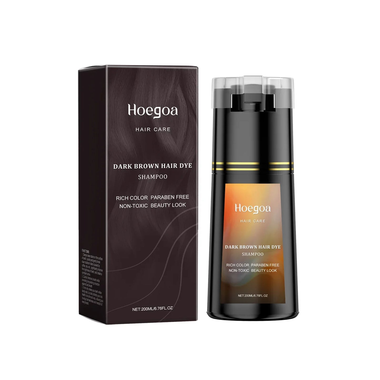 Hoegoa Brown Hair Dye Shampoo – Natural Gray Coverage 200ml