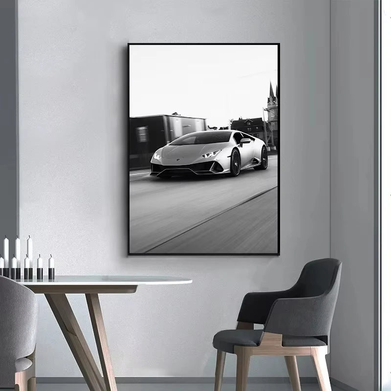 Modern Fashion Wall Art Simple Black and White Luxury Car HD Canvas Poster Prints Home Bedroom Living Room Decoration Mural Peaceful Pleasures Health and Wellness
