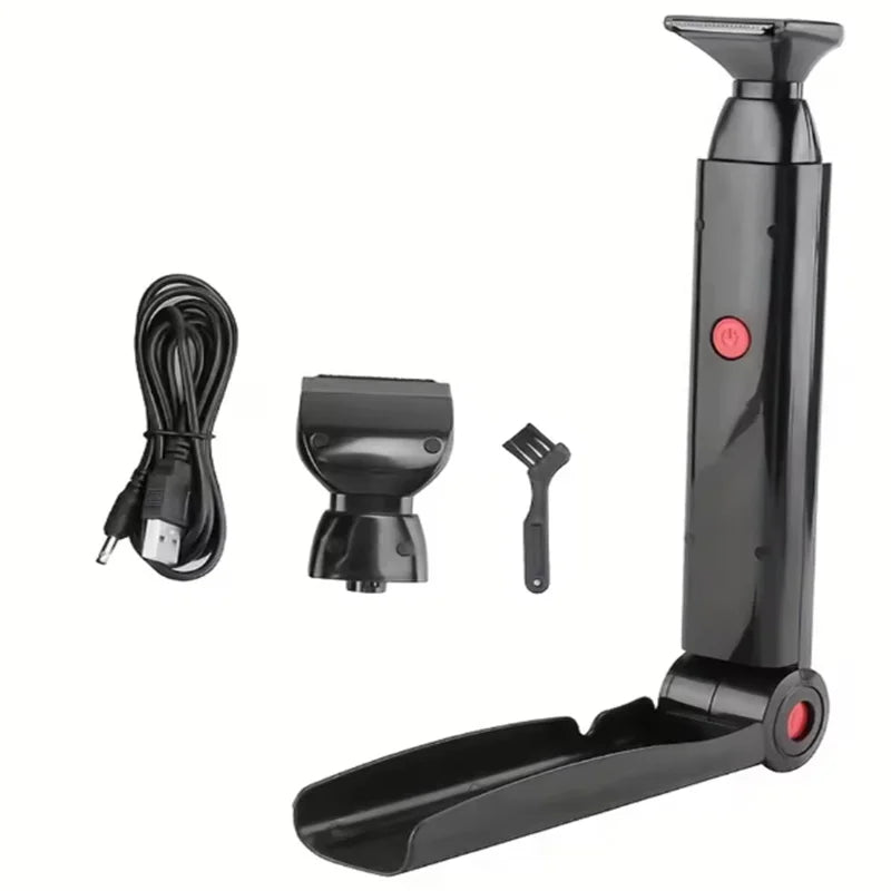 Foldable telescopic ceramic back electric shaving kit for men, body hair trimmer, with USB charging and waterproof function Peaceful Pleasures Health and Wellness
