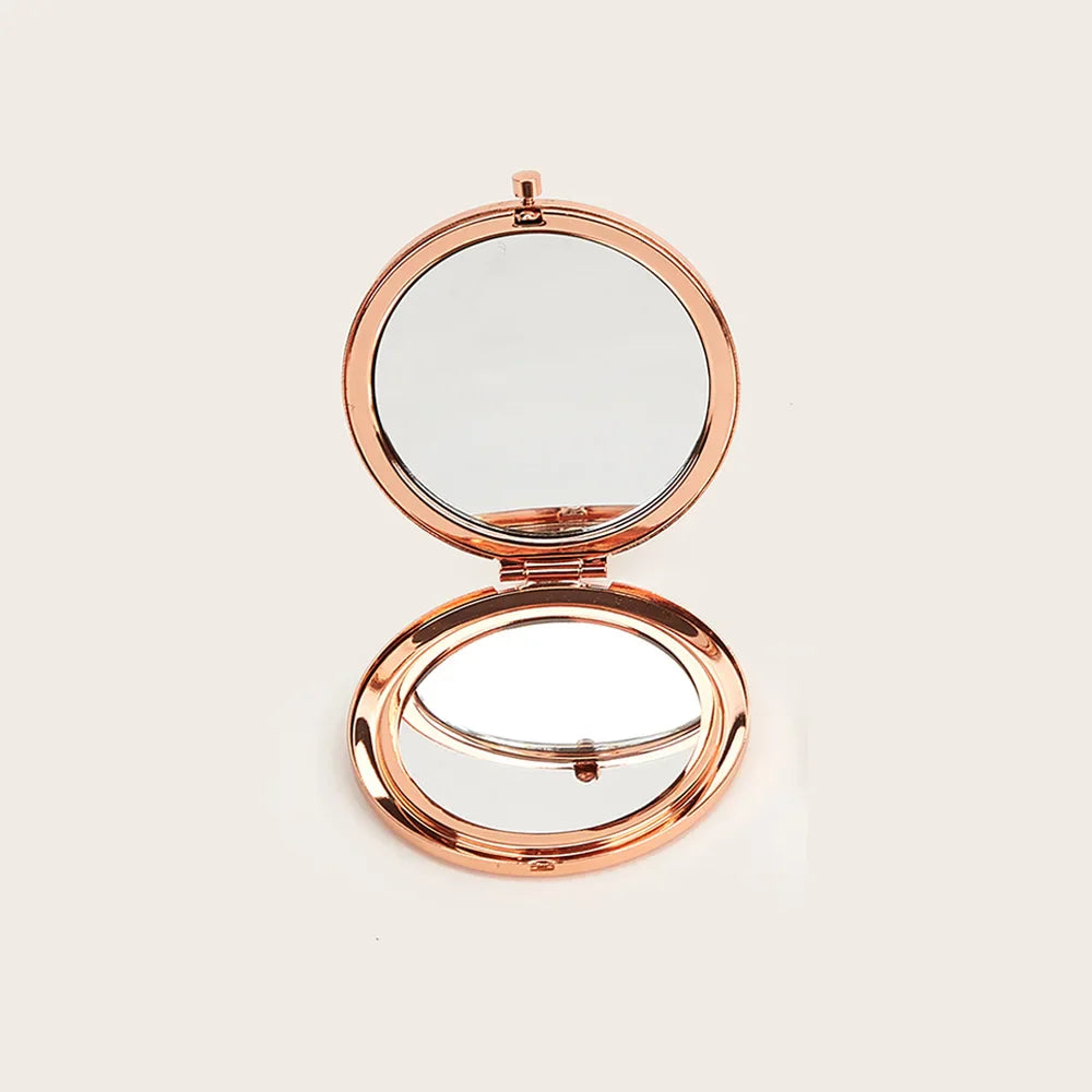 Double-Sided Folding Compact Makeup Mirror with Magnifier