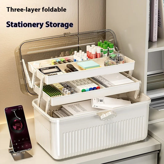 Portable Plastic Desktop Storage Box with Handle | Home Organizer Desktop Storage Box Peaceful Pleasures Health and Wellness