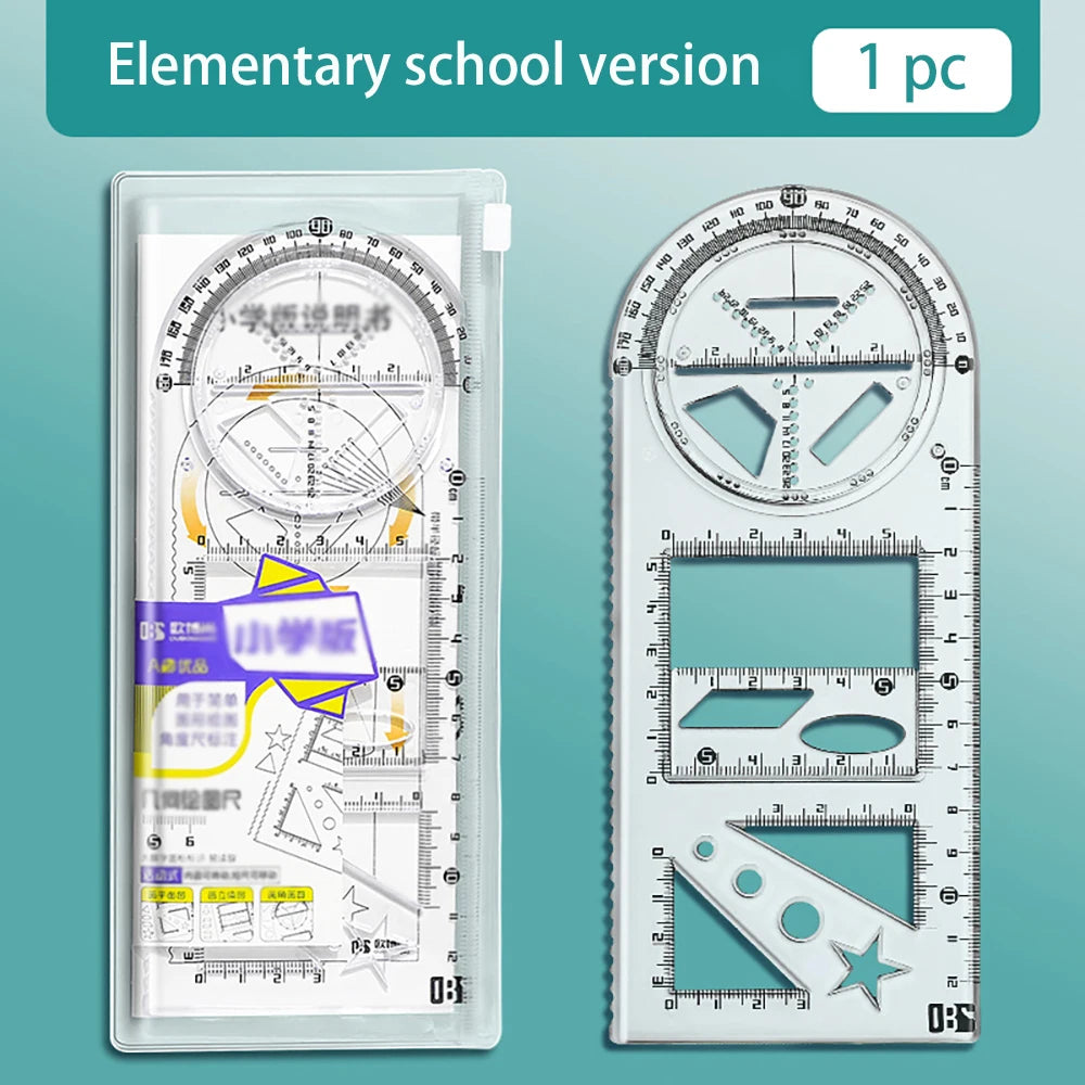 Multi Functional Drawing Ruler Student Rotatable Mathematical