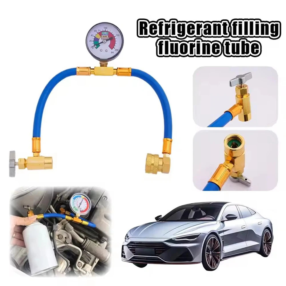 R134A AC-Refrigerant Charge Hose Kit,With Gauge Repair Tool,Universal Accurate-Pressure Monitoring DIY Garage Hvac Maintenance Peaceful Pleasures Health and Wellness