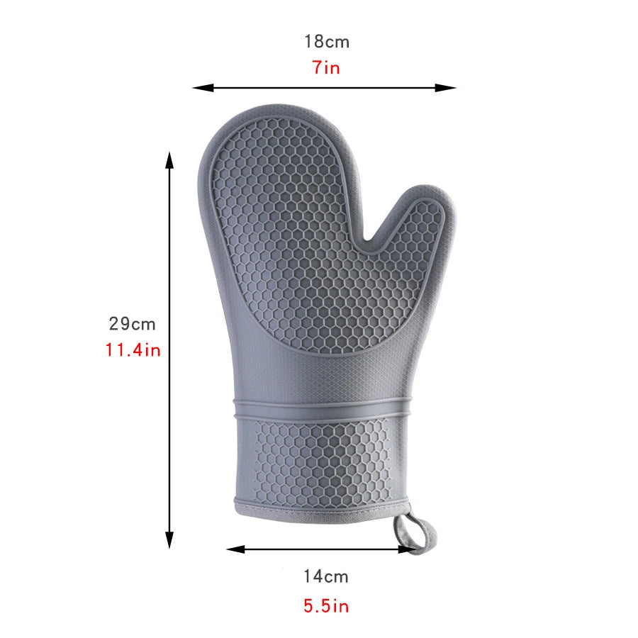 Silicone Oven Mitts 2PCS, Heat Resistant 500F Kitchen Mitts, 11.4" Soft Baking Gloves, for Kitchen Cooking Baking BBQ Peaceful Pleasures Health and Wellness