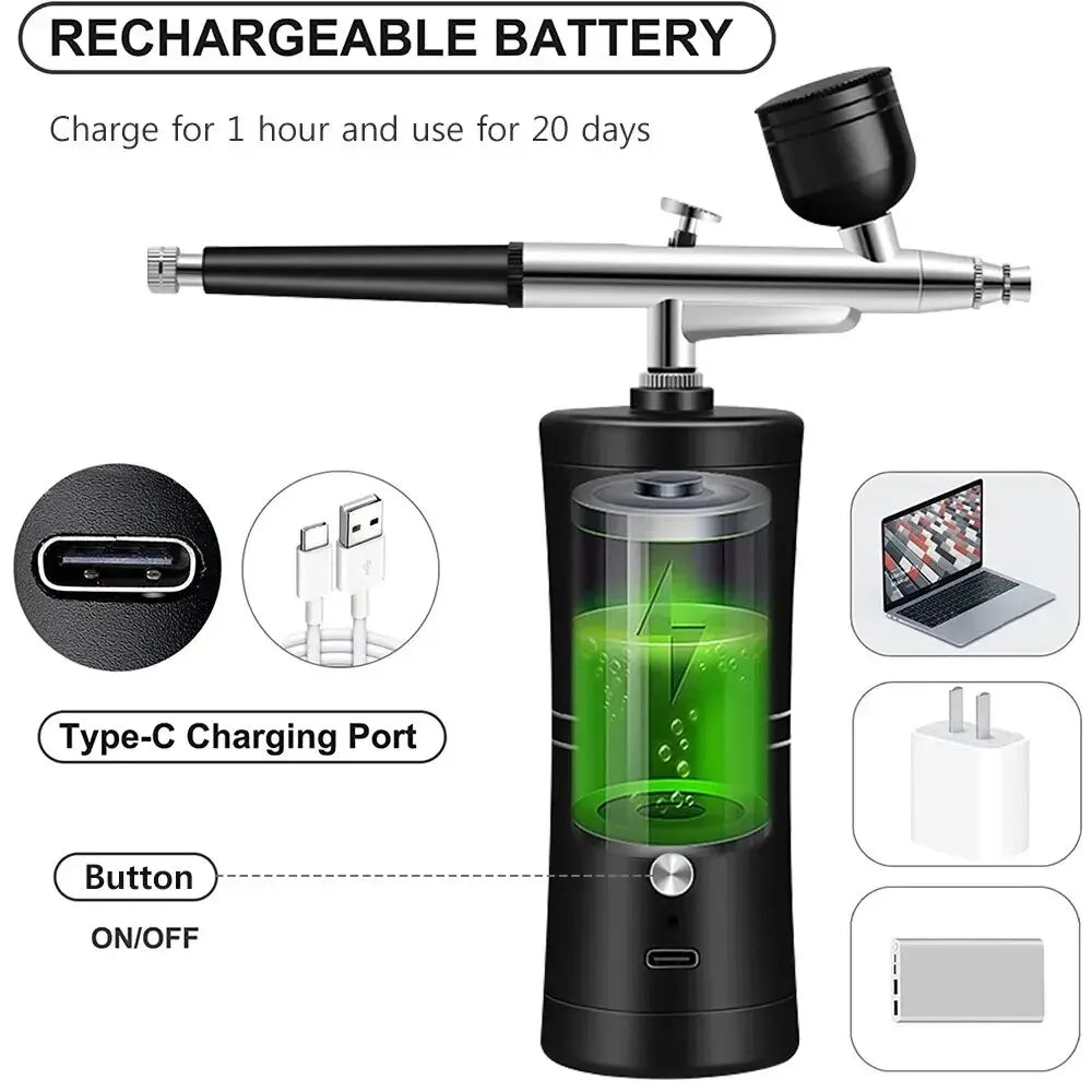 7.4v Airbrush Nail With Compressor Portable Air Brush Nails Compressor For Nail Art Painting Airbrush Compressor Paint Crafts Peaceful Pleasures Health and Wellness