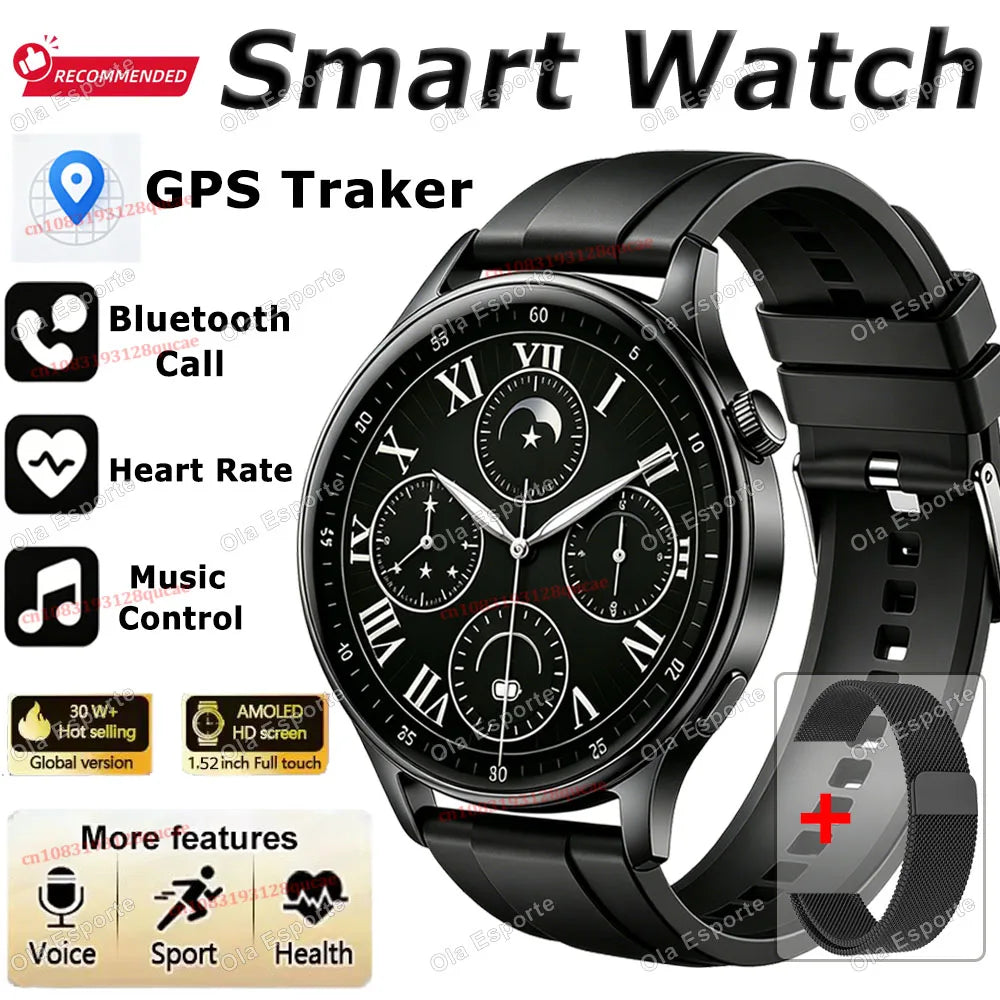 Men's GPS Smartwatch 1.52" AMOLED BT Calls NFC IP68 Waterproof