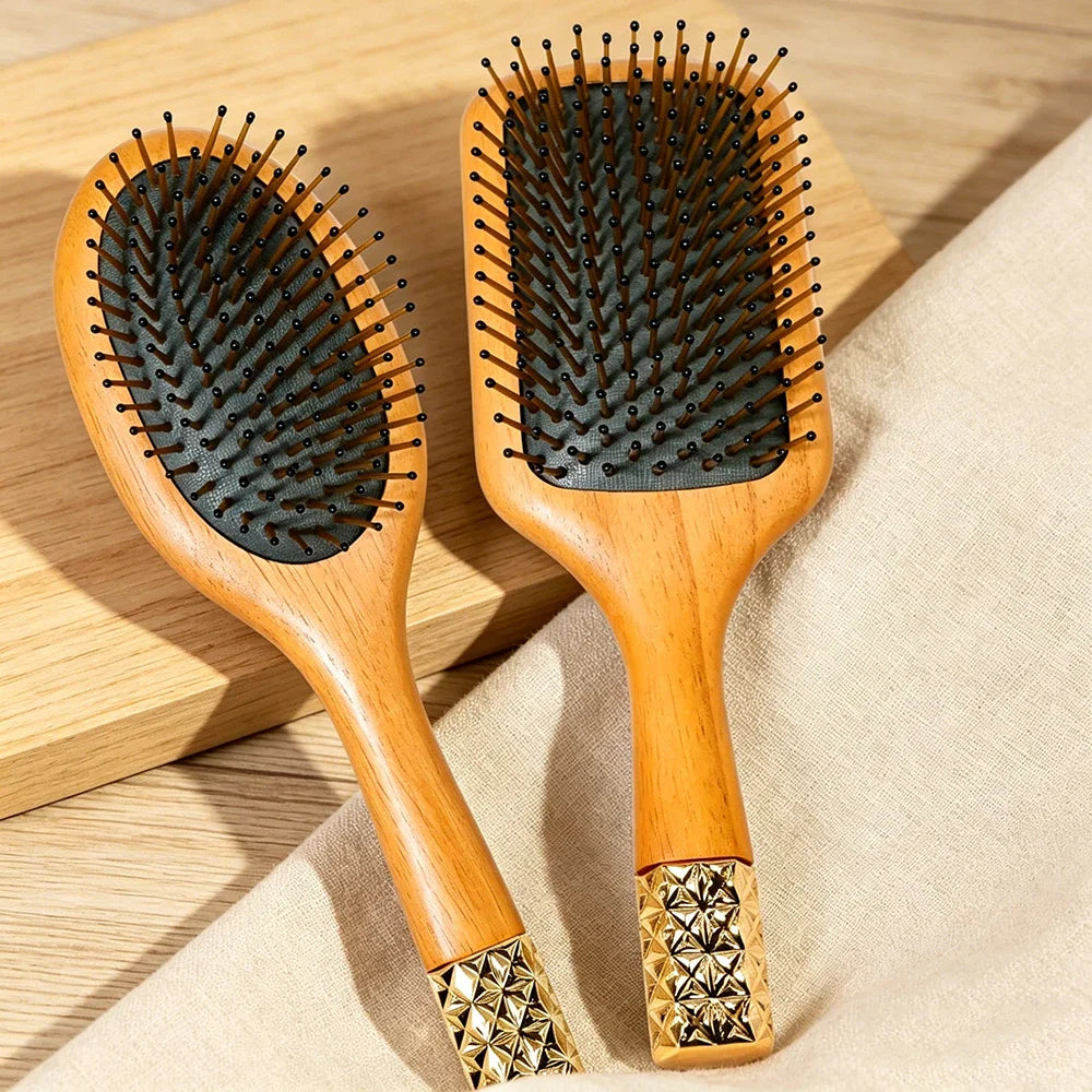 Wooden Airbag Cushion Hair Brush – Anti-Static Detangler