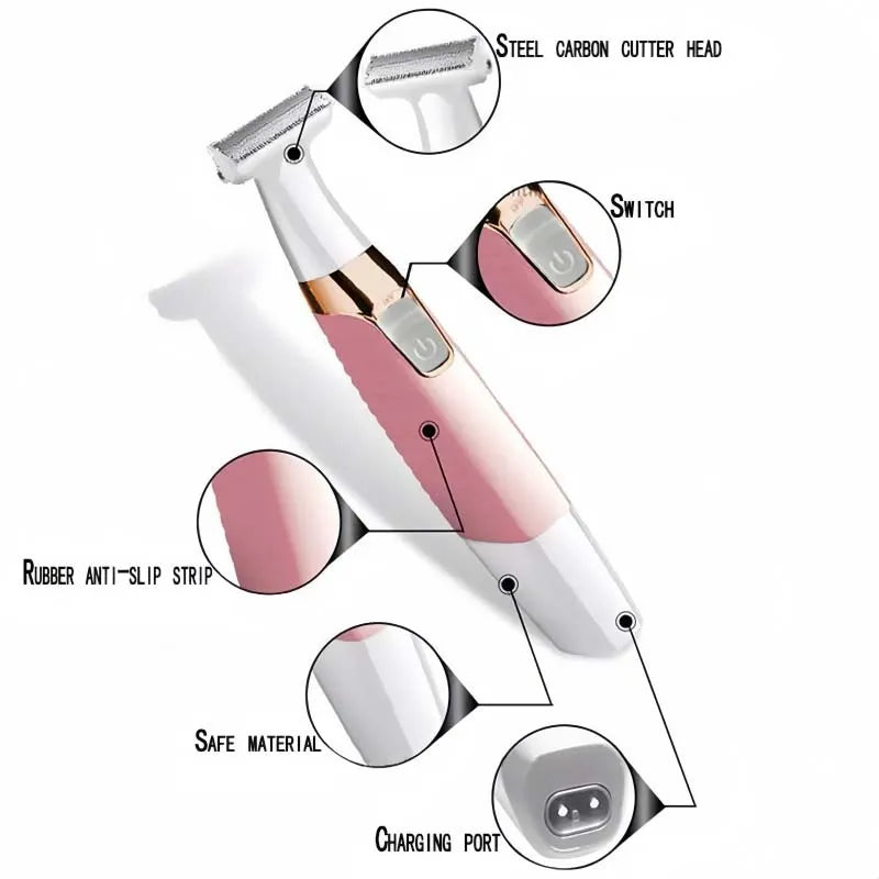 The New Professional Rechargeable Ladies Waterproof IPX5 Portable Electric 5-in-1 Body and Facial Hair Remover Peaceful Pleasures Health and Wellness