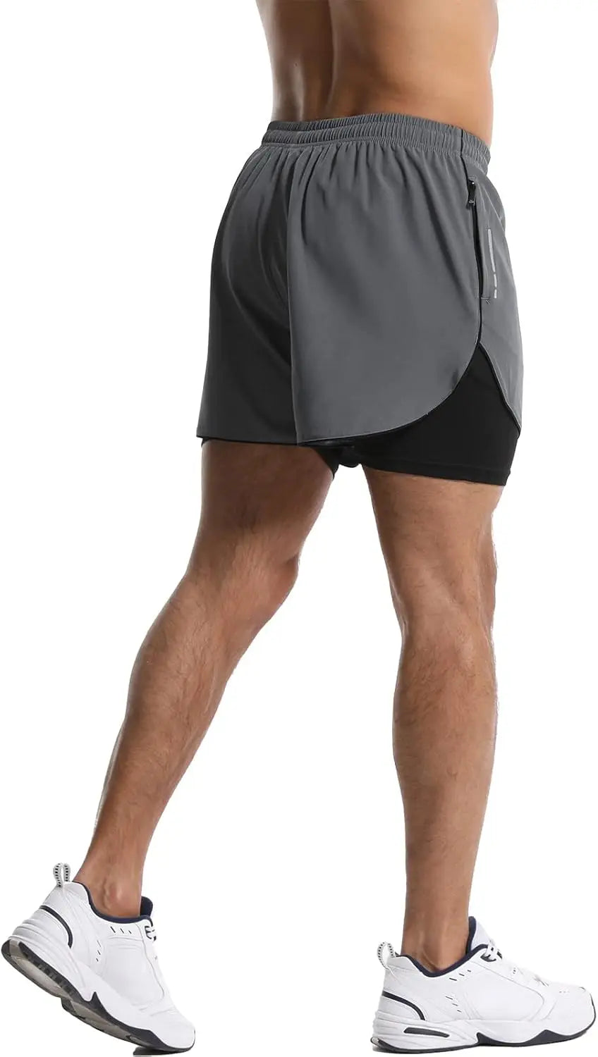 Men's Ice Silk Quick-Dry Sports Shorts | Zipper Pockets