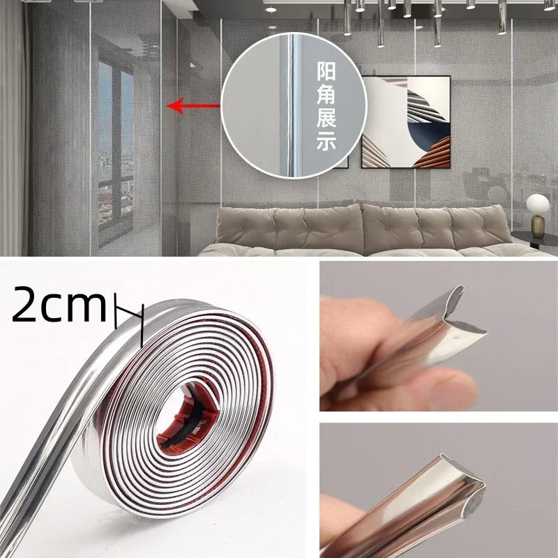 Home Decoration Stickers Self-adhesive Room Decor 5M Furniture Edge Protections Baby Safety Tape Wall Sticker Strips Posters Peaceful Pleasures Health and Wellness silver-2cm 3M
