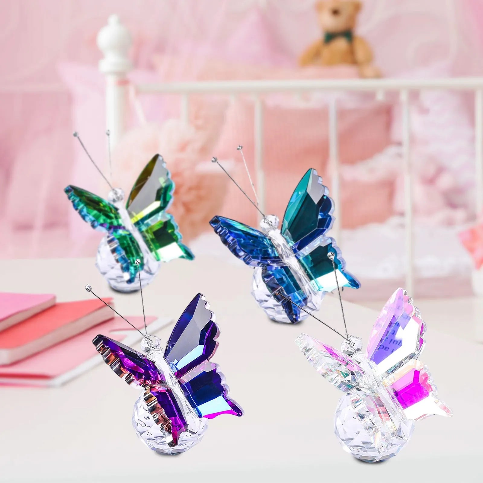 Crystal Handicrafts Three-Dimensional Butterfly Ornaments Souvenirs Small Gifts Creative Home Counter Tabletop Decoration Peaceful Pleasures Health and Wellness