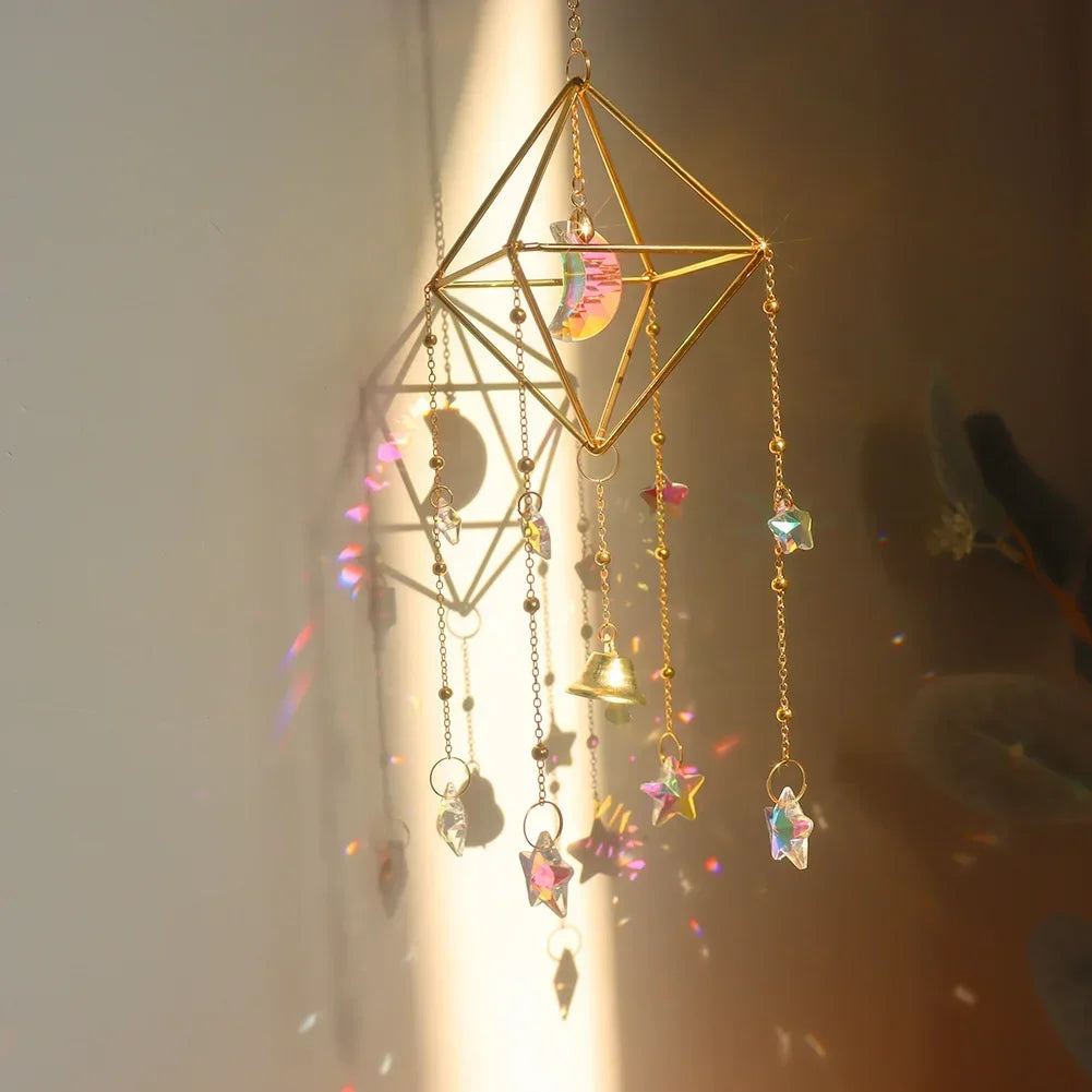 1 Piece, Colorful Metal Rainbow Star Moon Wind Chimes, Sun Catcher Outdoor Window Home Decoration Garden Car Pendant Peaceful Pleasures Health and Wellness