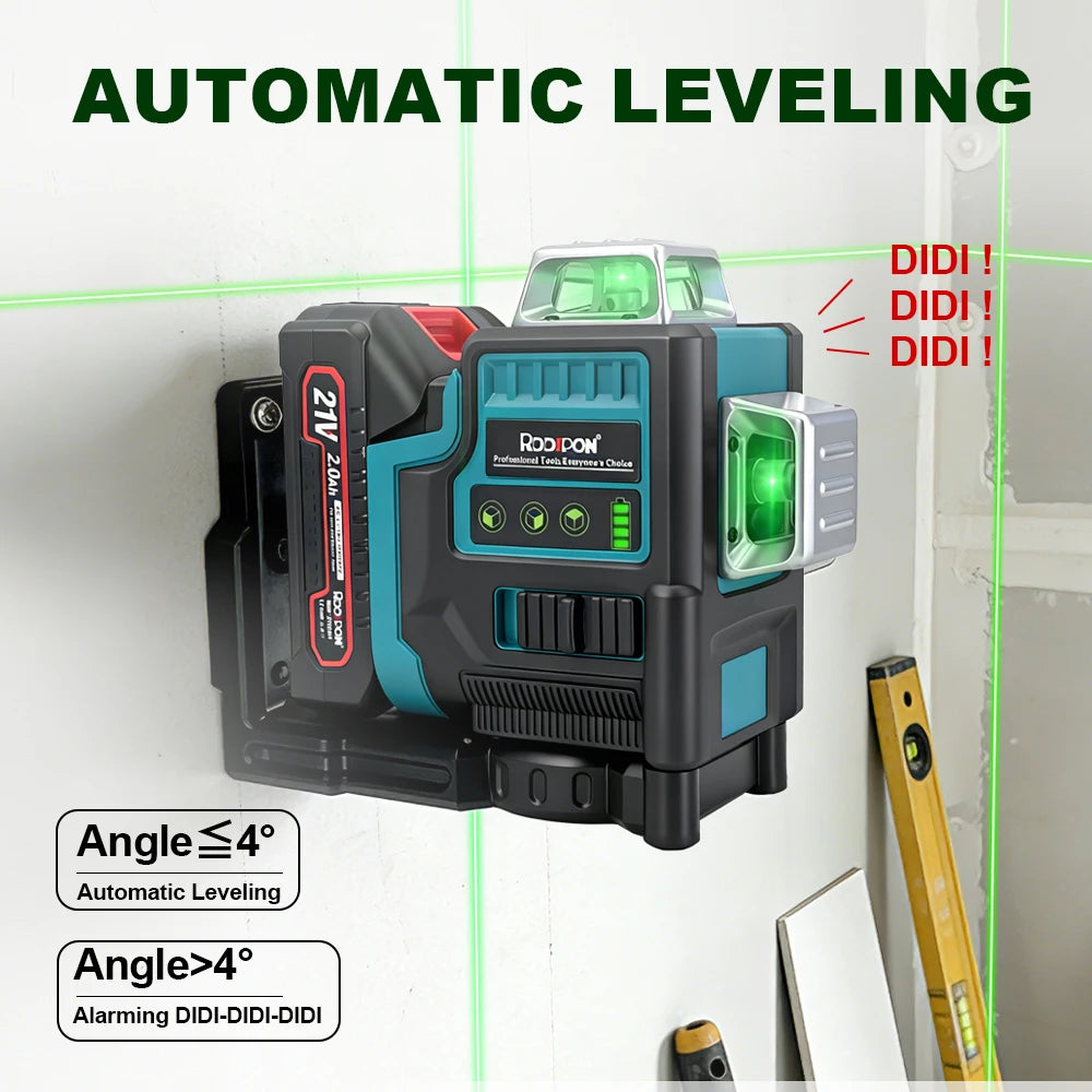RDDSPON 12 Line All Around Green Light Laser Level 360 Degree Automatic Tools Leveling Laser for Makita Battery Pin (No Battery) Peaceful Pleasures Health and Wellness