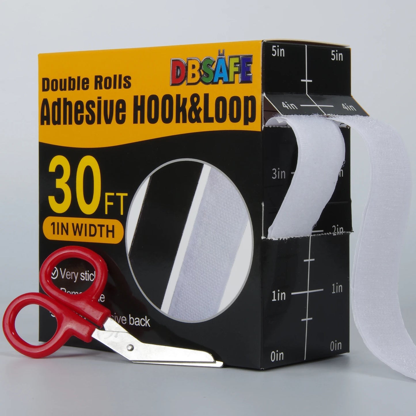 DBsafe 30Ft x 1 Inch Hook and Loop Strips with Adhesive – 2 Rolls Heavy Duty Hook and Loop Tape with Backing for Home Office Peaceful Pleasures Health and Wellness 25mm 30FT WHITE