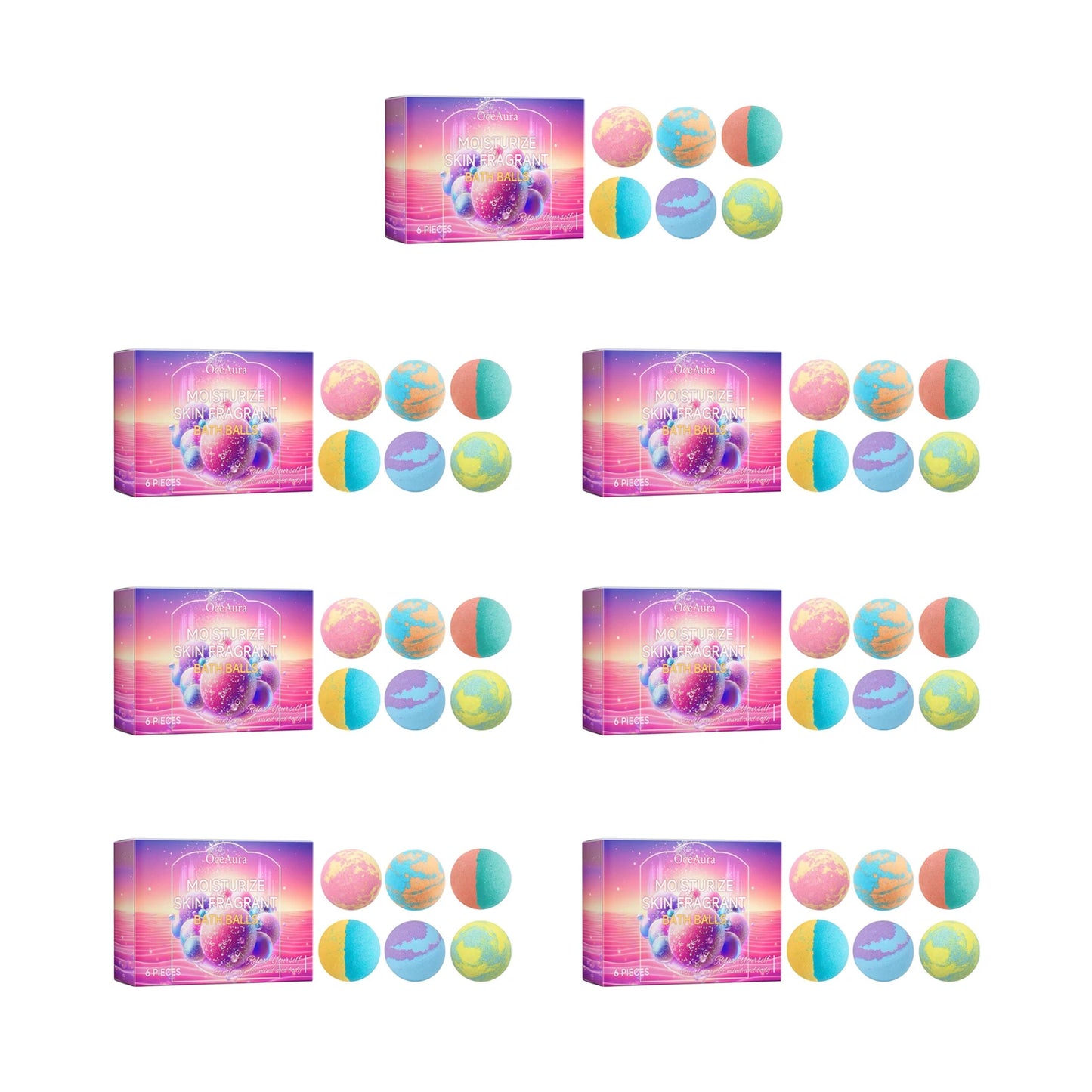 OceAura Rosemary Lavender Bath Bombs – 6-Pack Aromatherapy