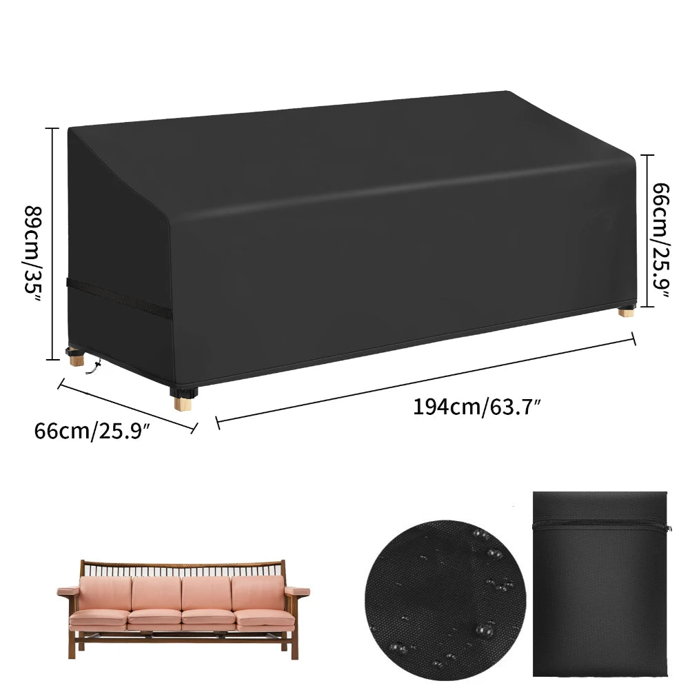 Outdoor Furniture Dust Cover 210D Oxford Cloth Garden Chair Cover Sofa Cover Waterproof Outdoor Patio Table Furniture Cover Peaceful Pleasures Health and Wellness Rectang 194x66x89CM
