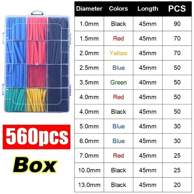 Assorted Heat Shrink Tubing Set – Polyolefin Wire Insulation