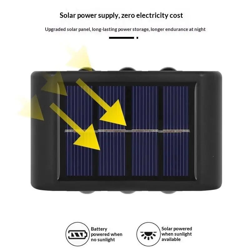 Solar Outdoor Wall Light | Up Down LED Fence Lamp Waterproof