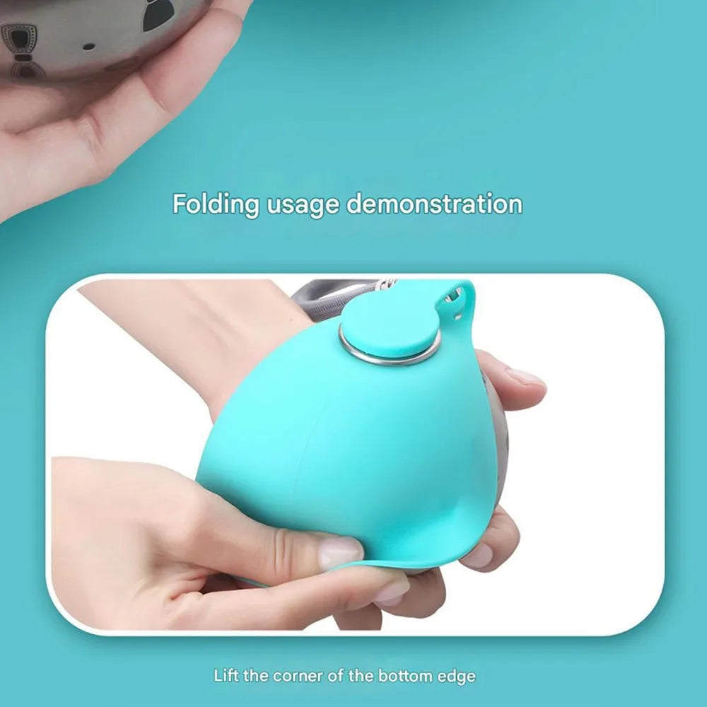 Portable Stainless Steel Pet Water Bottle with Foldable Silicone Bowl for Dogs and Cats Outdoor Walking Hiking Travel Use Peaceful Pleasures Health and Wellness