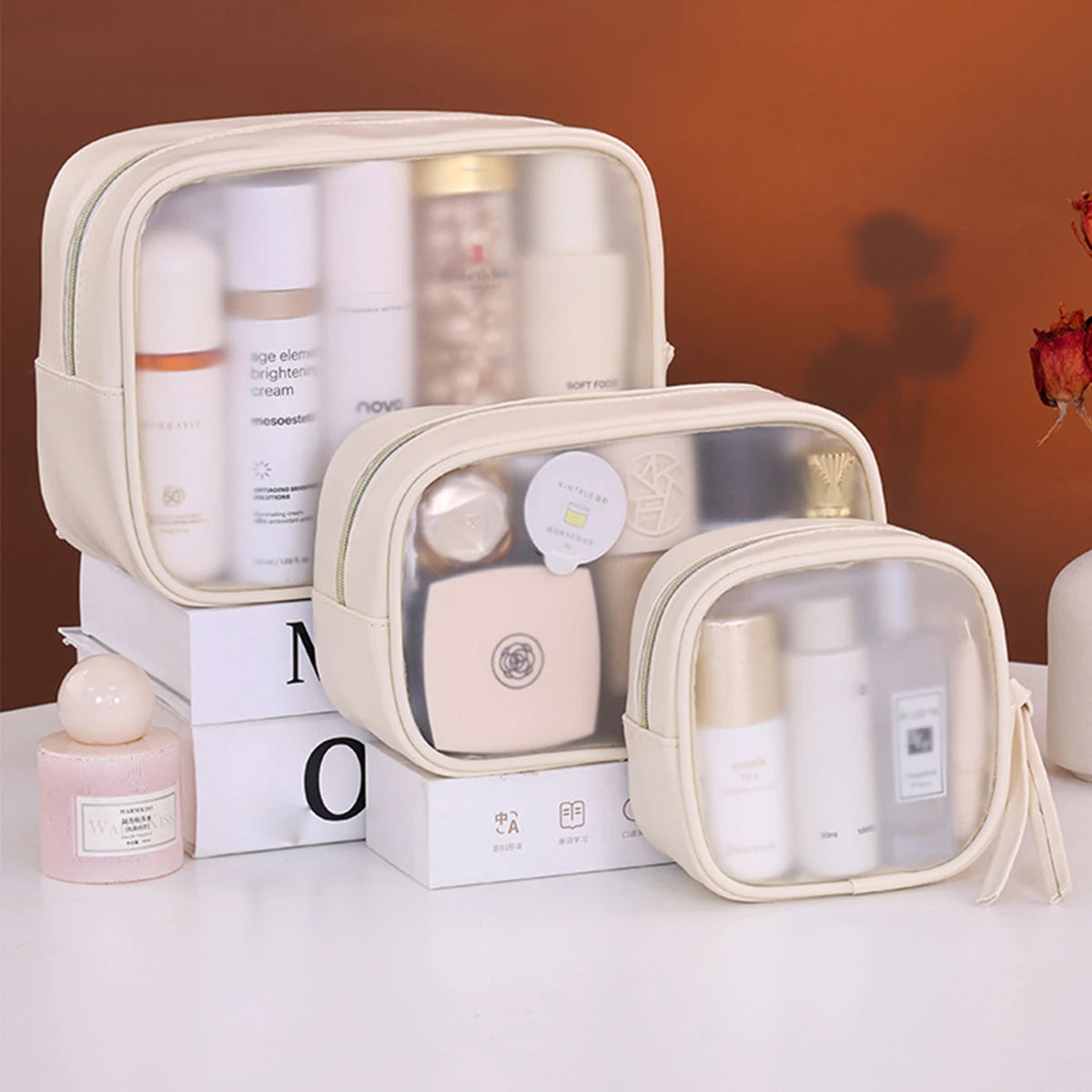 Clear Makeup Bag | Waterproof PVC Travel Cosmetic Organizer
