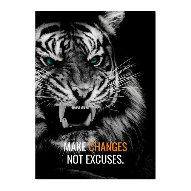 Nordic Lion Tiger Motivational Canvas Wall Art Poster Print Canvas Wall Art Peaceful Pleasures Health and Wellness 21 50x70cm Unframed