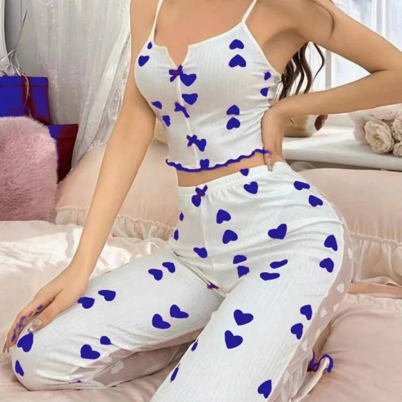 Women's Heart Mesh Contrast Lingerie Set | Baby Doll