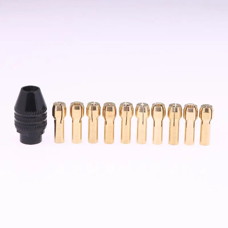 11-Piece Brass Collet Chuck Set for Rotary Tools 0.5–3.2mm