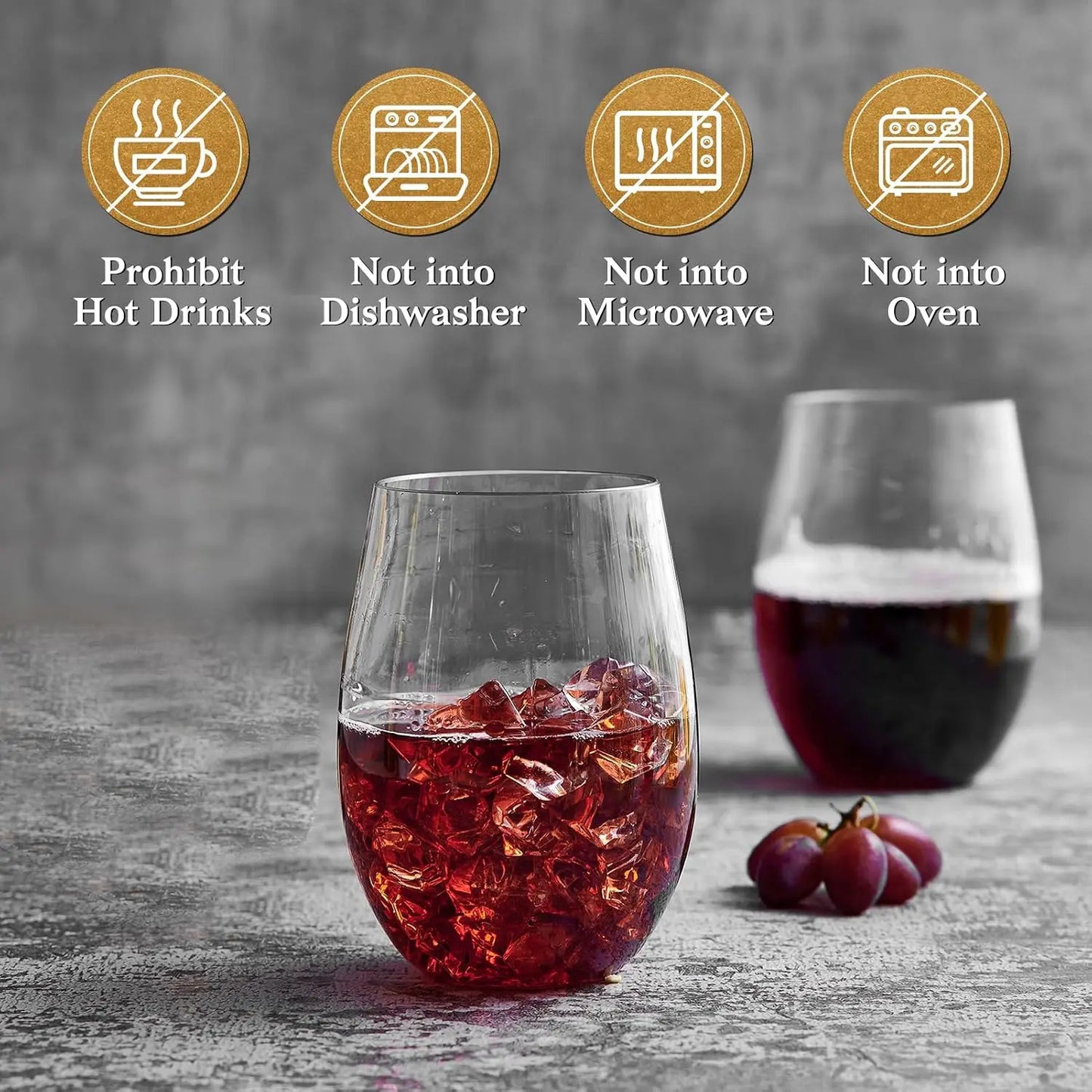 15PCS 16 OZ Plastic Wine Glasses, Stemless Plastic Wine Cups Heavy Duty Unbreakable Disposable Wine Glasses for Wedding or Party Peaceful Pleasures Health and Wellness