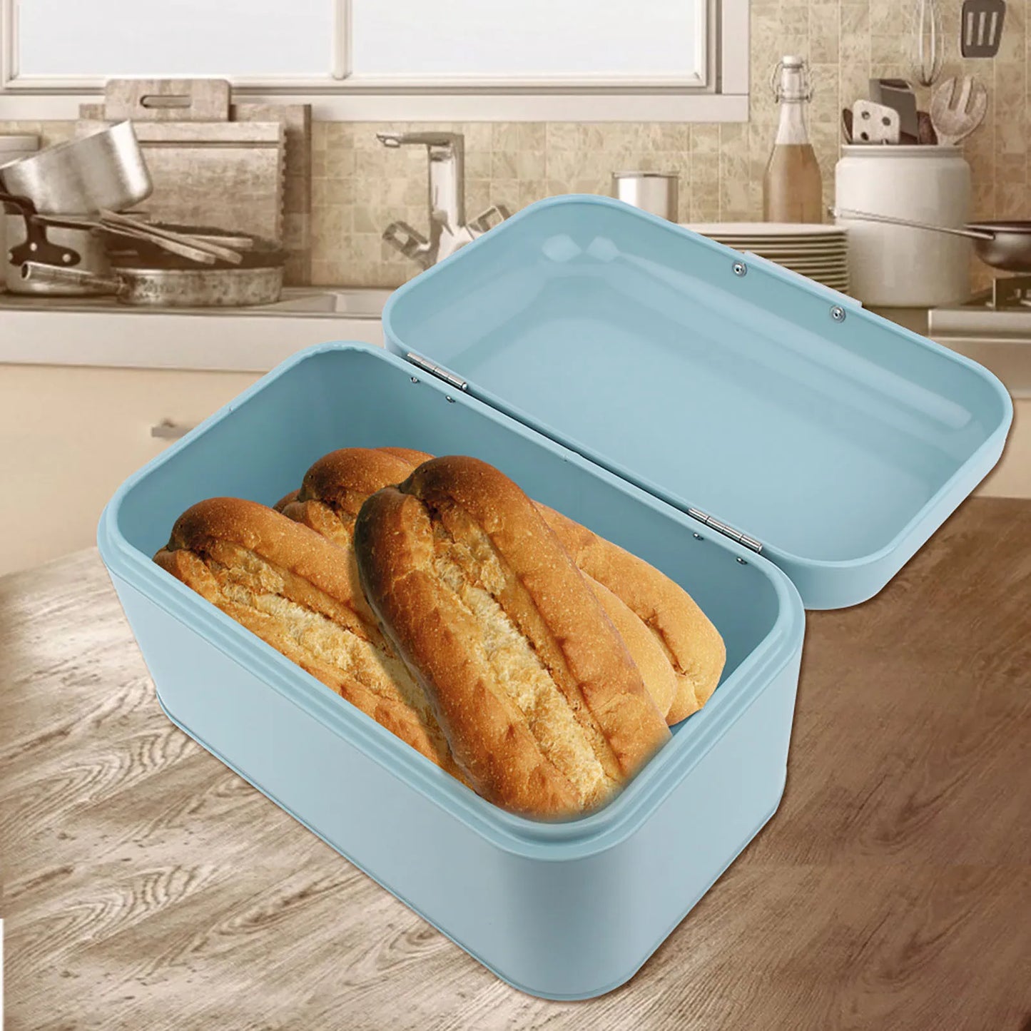 New Retro Metal Bread Box Solid Bread Bin Bread Storage Boxes Food Storage Containers for Kitchen Iron Household Food Container Peaceful Pleasures Health and Wellness