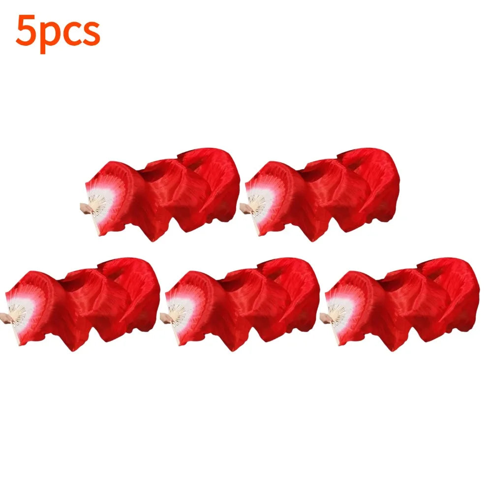 Women Belly Dance Silk Fans for Elegant Performances Peaceful Pleasures Health and Wellness 5pcs