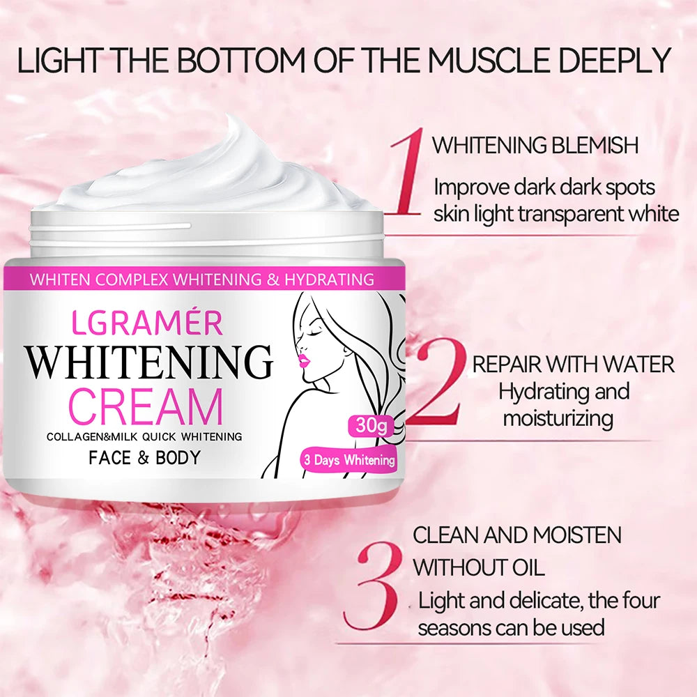 Face Body Brightening Cream Neck Knee Buttocks Thigh Underarm Inner Lightening Lotion Feminine Nourishing Dark Skin Care Cream Peaceful Pleasures Health and Wellness