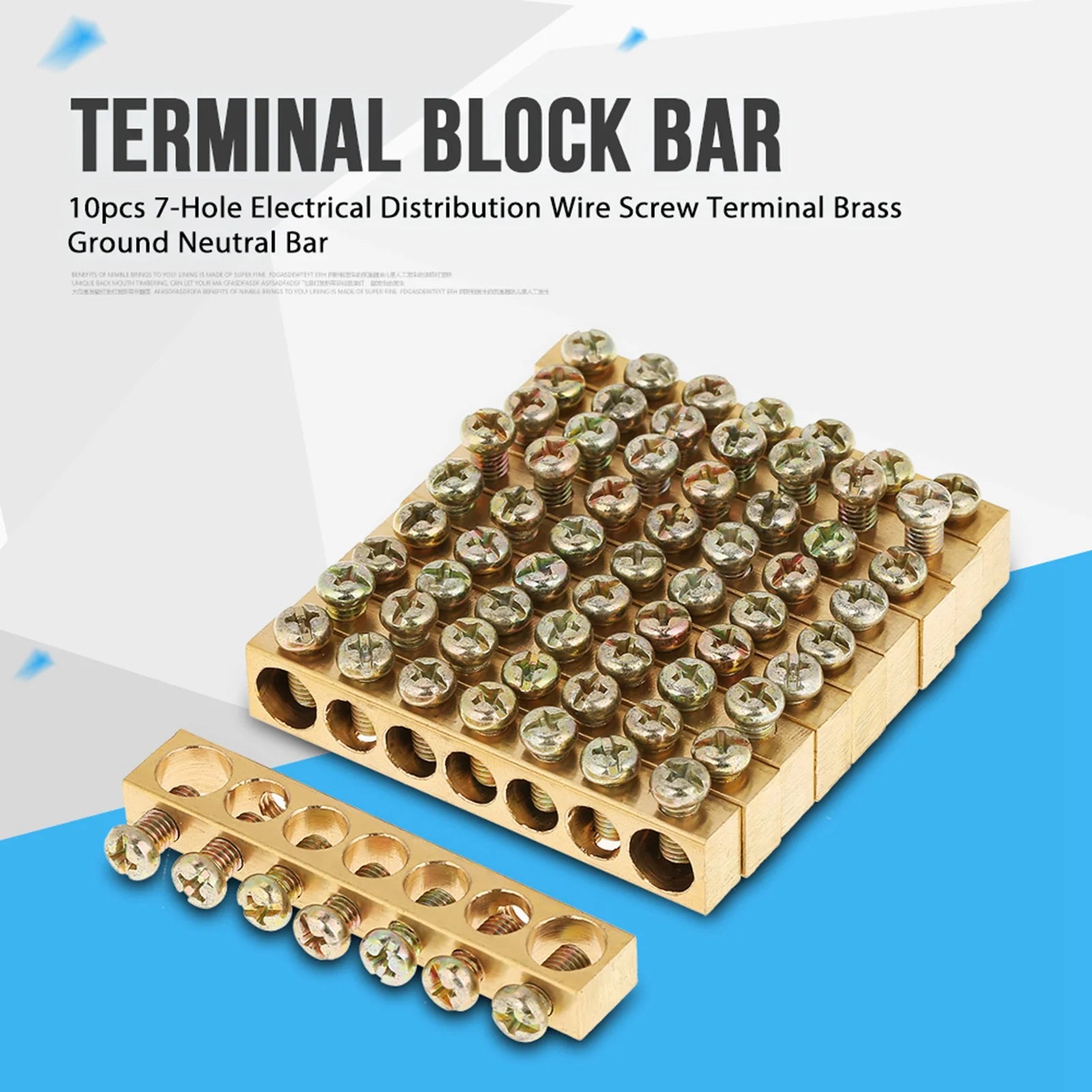 Ground Bar 7‑Hole Electrical Distribution Wire Screw Terminal Brass Ground Neutral Bar Terminal Bar Peaceful Pleasures Health and Wellness