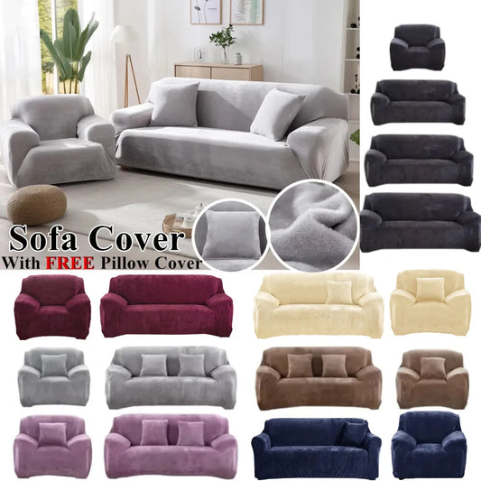 New Velvet Plush Stretch Sofa Slipcover Non Slip Soft Couch Loveseat Covers Furniture Protector with Elastic Bottom for Kids Pet Peaceful Pleasures Health and Wellness