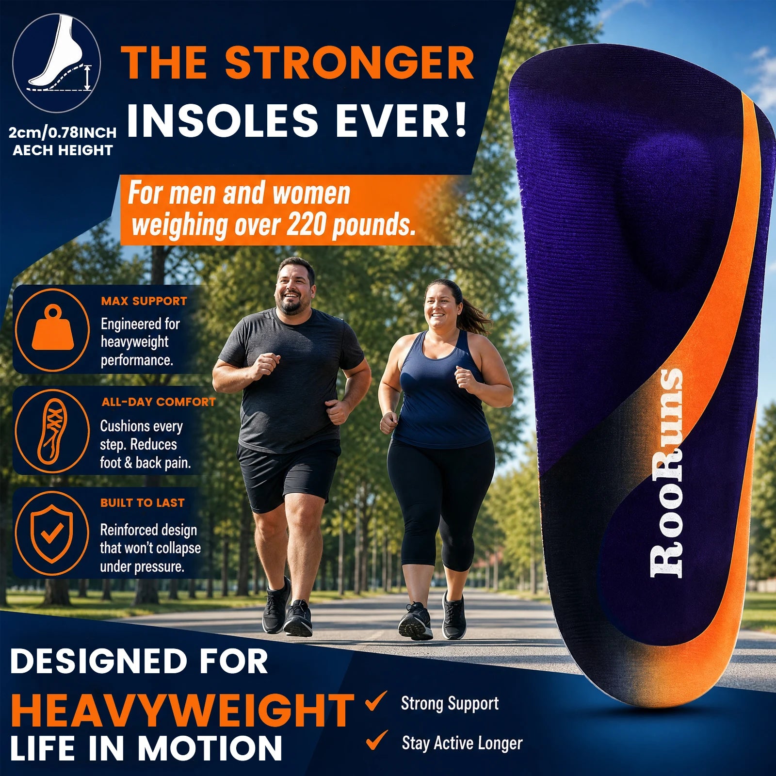 1Pair Orthotic Shoe Insoles with High Arch Support, Shock Absorbing Anti-Fatigue Inserts for Walking Running Standing All Day Peaceful Pleasures Health and Wellness