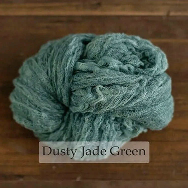 Stretch Cheesecloth Wrap - Textured Layer Blanket for Newborn Baby Photography Props, Professional Photo Shoot Swaddle Peaceful Pleasures Health and Wellness Dusty Jade Green 30-35CM x 138CM