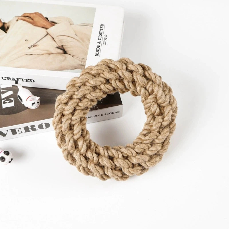 Rope Dog Chew Toy – Twisted Ring, Teeth Cleaning, Medium-Large Dogs