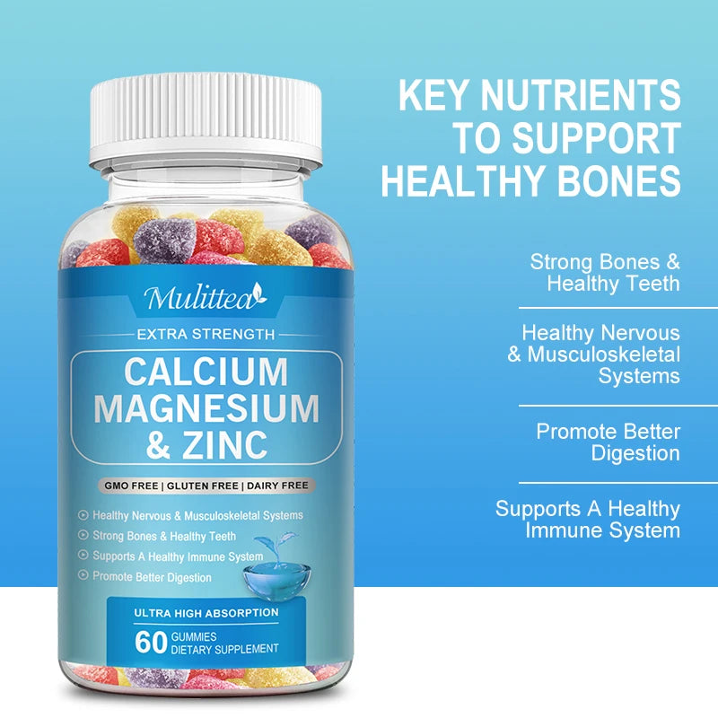 Calcium Magnesium Zinc + Vitamin D3 Gummies – Bones, Nerves & Immunity | 60 Count Peaceful Pleasures Health and Wellness
