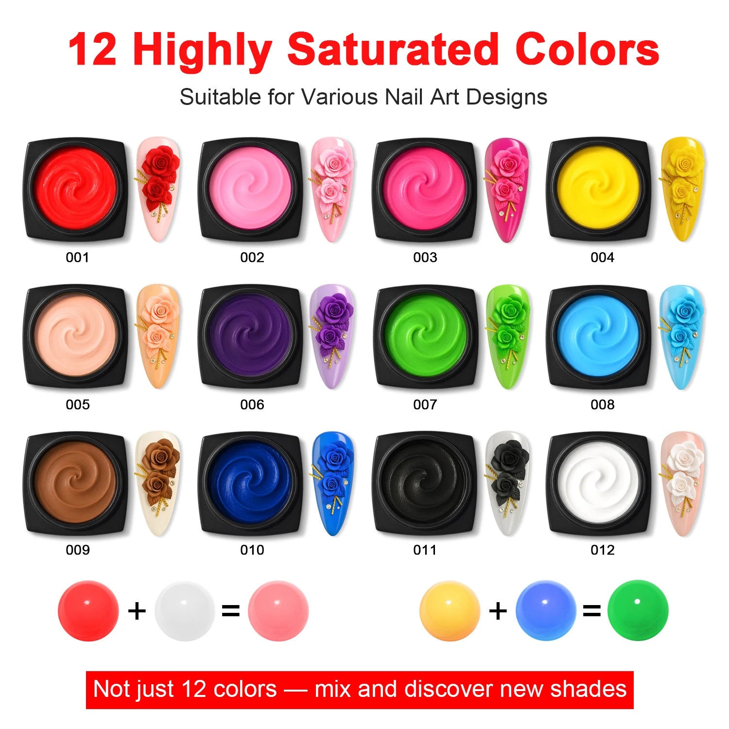 TWOING 12 Colors Non Sticky Soak Off Sculpture Gel Kit with Pen for 3D 4D Nail Art Firm Texture Carving and Sculpting Gel DIY Peaceful Pleasures Health and Wellness
