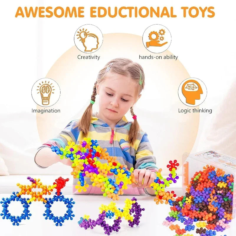 Snowflake Interlocking Building Blocks – STEM Fidget Toy for Kids