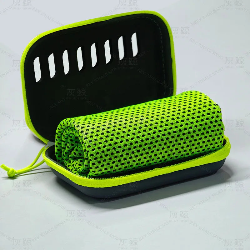 Camping Cooling Towels with EVA Case, Compact & Portable Travel Ice Towel Quick Dry Towels for Sports Gym, Hiking and Yoga Peaceful Pleasures Health and Wellness Light Green